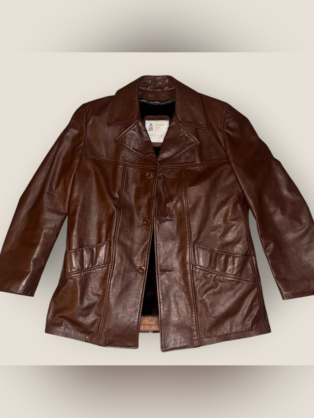 Vintage 70s London Fog Brown Leather Sport Coat